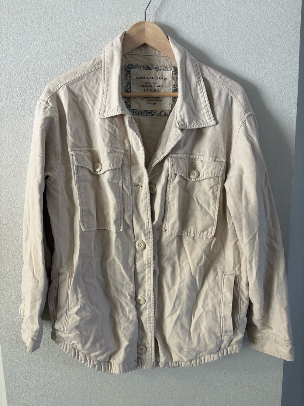 Oversized Cottagecore Chore Coat Cream Cotton Utility Jacket American Eagle S
